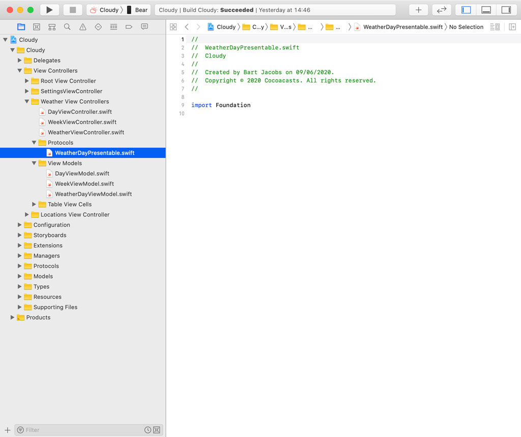 Creating WeatherDayPresentable.swift